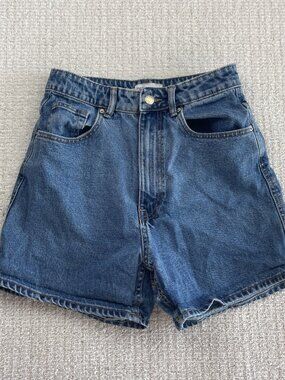 Zara Jean Shorts Womens Size 4 Blue Denim High Waisted Light Wash Zip Fly 90's